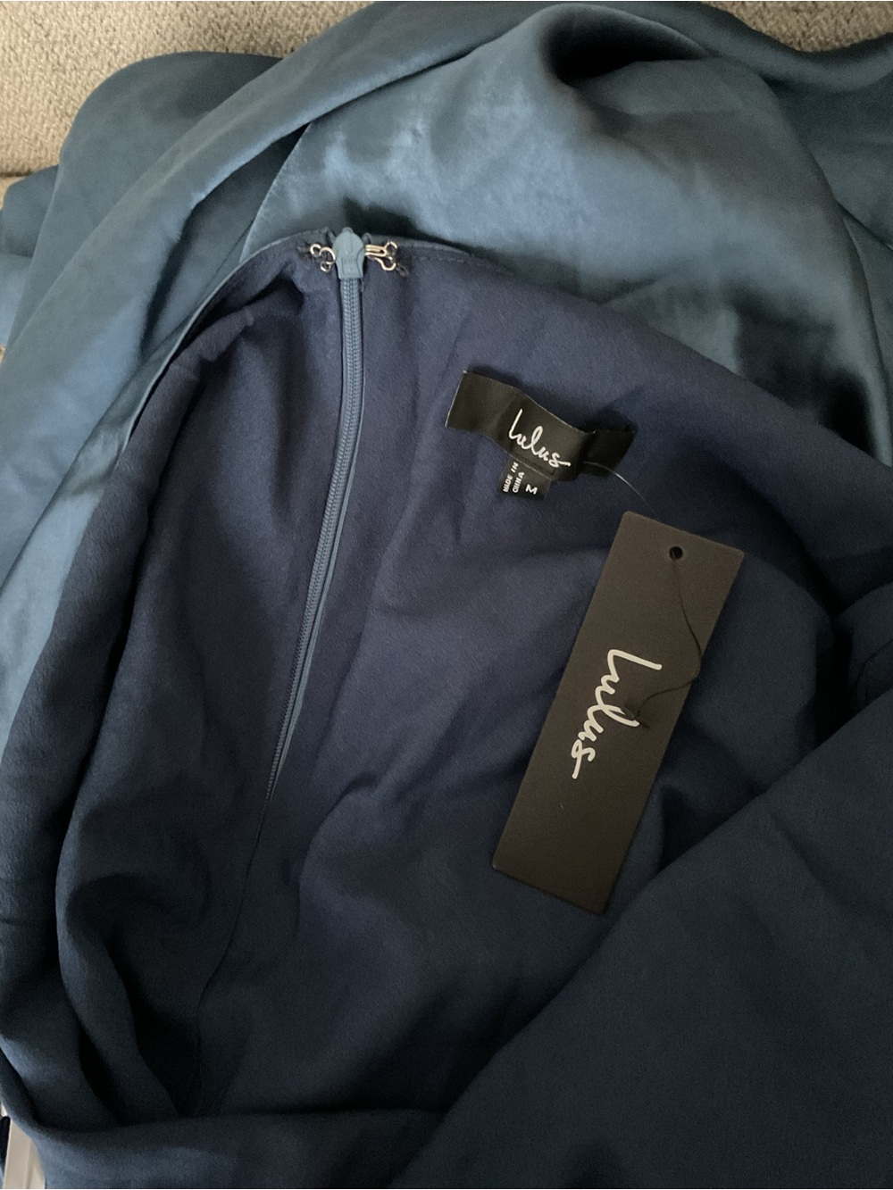 Lulus Exceptional Status Blue Halter Backless Slip Satin Tie-Neck Midi Dress NWT - Picture 12 of 15